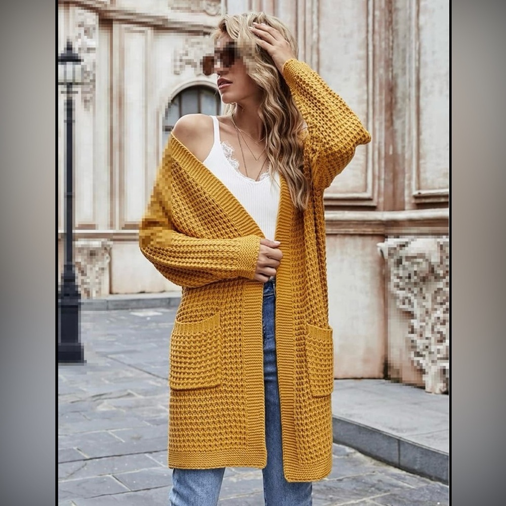 Elegant Mustard Open-Front Cardigan